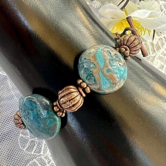 Vintage 90’s Agate Bead Bracelet - Picture 2 of 11